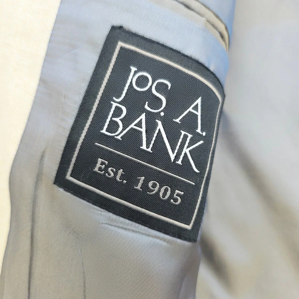 Jos A Bank Mens 50R Blazer Sport Coat Beige Tan Traditional Fit Two Button Linen